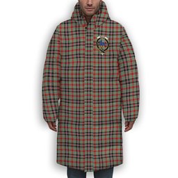 ScotsTee Shop Scottish Bruce of Kinnaird Modern Crest Tartan Long Down Jacket Winter White Duck Down Plaid