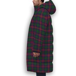 ScotsTee Shop Scottish Cairns of Finavon Crest Tartan Long Down Jacket Winter White Duck Down Plaid
