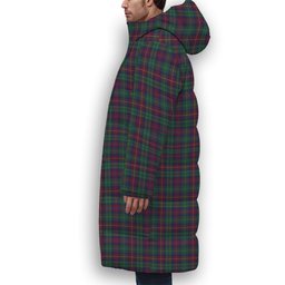 ScotsTee Shop Scottish Cairns of Finavon Modern Crest Tartan Long Down Jacket Winter White Duck Down Plaid