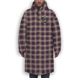 ScotsTee Shop Scottish Bruce of Kinnaird Dress (Dance) Crest Tartan Long Down Jacket Winter White Duck Down Plaid