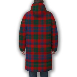 ScotsTee Shop Scottish Black Watch Pipe Band Modern Crest Tartan Long Down Jacket Winter White Duck Down Plaid