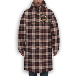 ScotsTee Shop Scottish Cameron of Erracht Dress Modern Crest Tartan Long Down Jacket Winter White Duck Down Plaid
