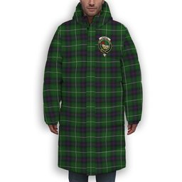 ScotsTee Shop Scottish Donald of The Isles Crest Tartan Long Down Jacket Winter White Duck Down Plaid