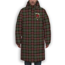 ScotsTee Shop Scottish Currie of Arran Crest Tartan Long Down Jacket Winter White Duck Down Plaid