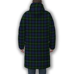 ScotsTee Shop Scottish Campbell of Loudoun Crest Tartan Long Down Jacket Winter White Duck Down Plaid