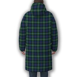 ScotsTee Shop Scottish Davidson of Tulloch SC Crest Tartan Long Down Jacket Winter White Duck Down Plaid