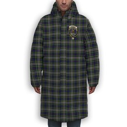 ScotsTee Shop Scottish Davidson of Tulloch Dress Crest Tartan Long Down Jacket Winter White Duck Down Plaid