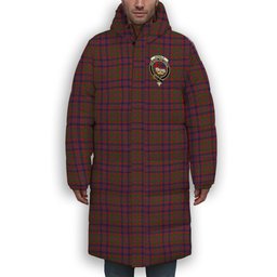 ScotsTee Shop Scottish Donald of Boisdale Crest Tartan Long Down Jacket Winter White Duck Down Plaid