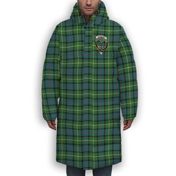 ScotsTee Shop Scottish Davidson of Tulloch Ancient Crest Tartan Long Down Jacket Winter White Duck Down Plaid