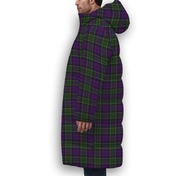 ScotsTee Shop Scottish Colquhoun 3 Crest Tartan Long Down Jacket Winter White Duck Down Plaid