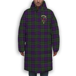 ScotsTee Shop Scottish Colquhoun 3 Crest Tartan Long Down Jacket Winter White Duck Down Plaid