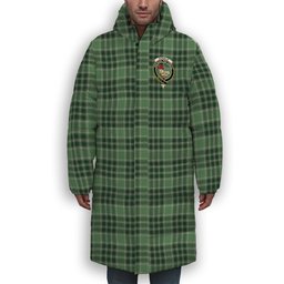 ScotsTee Shop Scottish Donald Lord of the Isles Hunting Crest Tartan Long Down Jacket Winter White Duck Down Plaid
