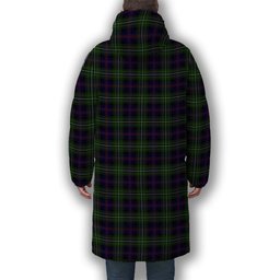 ScotsTee Shop Scottish Clark of Ulva Crest Tartan Long Down Jacket Winter White Duck Down Plaid