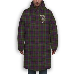 ScotsTee Shop Scottish Donald of Clan Ranald Modern Crest Tartan Long Down Jacket Winter White Duck Down Plaid
