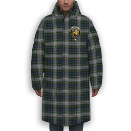 ScotsTee Shop Scottish Campbell of Lochnell Dress Crest Tartan Long Down Jacket Winter White Duck Down Plaid