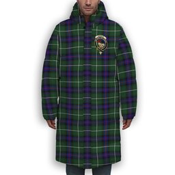 ScotsTee Shop Scottish Donald of the Isles Hunting Modern Crest Tartan Long Down Jacket Winter White Duck Down Plaid