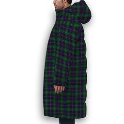 ScotsTee Shop Scottish Campbel of Cawdor Modern Crest Tartan Long Down Jacket Winter White Duck Down Plaid