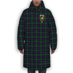 ScotsTee Shop Scottish Campbel of Cawdor Modern Crest Tartan Long Down Jacket Winter White Duck Down Plaid