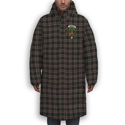 ScotsTee Shop Scottish Christie (London) Hunting Crest Tartan Long Down Jacket Winter White Duck Down Plaid