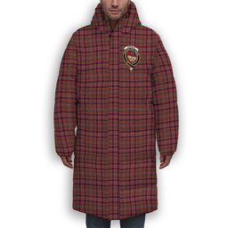 ScotsTee Shop Scottish Donald of Boisdale Modern Crest Tartan Long Down Jacket Winter White Duck Down Plaid