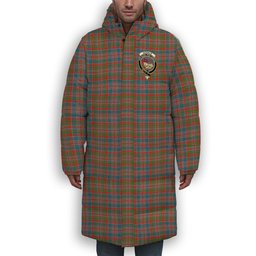 ScotsTee Shop Scottish Donald of Boisdale Ancient Crest Tartan Long Down Jacket Winter White Duck Down Plaid