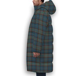 ScotsTee Shop Scottish Cochrane Hunting Modern Crest Tartan Long Down Jacket Winter White Duck Down Plaid