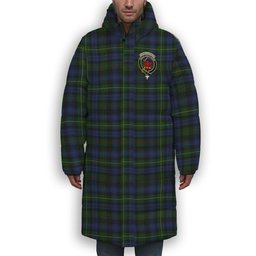ScotsTee Shop Scottish Farquharson Vestiarium Scoticum Crest Tartan Long Down Jacket Winter White Duck Down Plaid