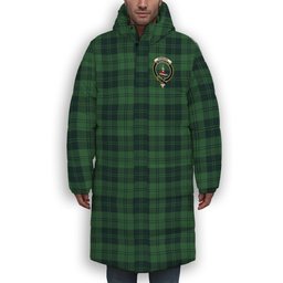 ScotsTee Shop Scottish Erskine Hunting Modern Crest Tartan Long Down Jacket Winter White Duck Down Plaid