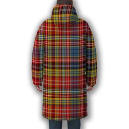 ScotsTee Shop Scottish Drummond of Strathallan Modern Crest Tartan Long Down Jacket Winter White Duck Down Plaid