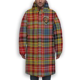 ScotsTee Shop Scottish Drummond of Strathallan Modern Crest Tartan Long Down Jacket Winter White Duck Down Plaid