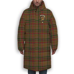 ScotsTee Shop Scottish Drummond of Strathallan Crest Tartan Long Down Jacket Winter White Duck Down Plaid