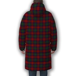 ScotsTee Shop Scottish Fraser of Struy Crest Tartan Long Down Jacket Winter White Duck Down Plaid