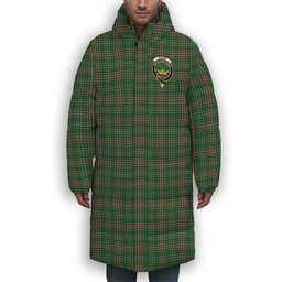 ScotsTee Shop Scottish Gayre Dress Crest Tartan Long Down Jacket Winter White Duck Down Plaid