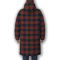 ScotsTee Shop Scottish Fraser of Boblainy Hugh Crest Tartan Long Down Jacket Winter White Duck Down Plaid