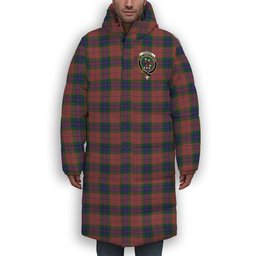 ScotsTee Shop Scottish Fraser of Boblainy Hugh Crest Tartan Long Down Jacket Winter White Duck Down Plaid