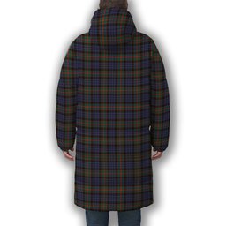 ScotsTee Shop Scottish Fletcher of Dunans SC Crest Tartan Long Down Jacket Winter White Duck Down Plaid