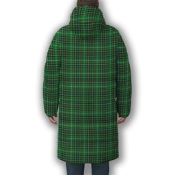 ScotsTee Shop Scottish Foster Hunting Modern Crest Tartan Long Down Jacket Winter White Duck Down Plaid