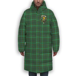 ScotsTee Shop Scottish Foster Hunting Modern Crest Tartan Long Down Jacket Winter White Duck Down Plaid