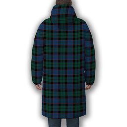 ScotsTee Shop Scottish Fergusson of Balquhidder Modern Crest Tartan Long Down Jacket Winter White Duck Down Plaid