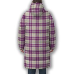 ScotsTee Shop Scottish Dunlop Dress Ancient Crest Tartan Long Down Jacket Winter White Duck Down Plaid