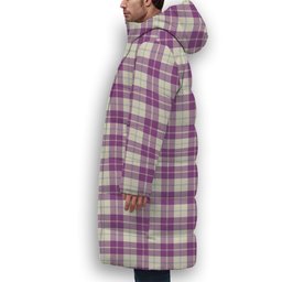 ScotsTee Shop Scottish Dunlop Dress Ancient Crest Tartan Long Down Jacket Winter White Duck Down Plaid