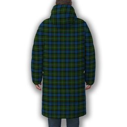 ScotsTee Shop Scottish Ferguson of Atholl Crest Tartan Long Down Jacket Winter White Duck Down Plaid