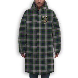 ScotsTee Shop Scottish Gordon Dress 1965 Crest Tartan Long Down Jacket Winter White Duck Down Plaid