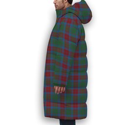 ScotsTee Shop Scottish Fraser of Altyre Ancient Crest Tartan Long Down Jacket Winter White Duck Down Plaid