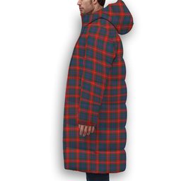 ScotsTee Shop Scottish Fraser of Lovat Modern Crest Tartan Long Down Jacket Winter White Duck Down Plaid
