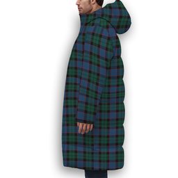 ScotsTee Shop Scottish Ferguson of Balquhidder Modern Crest Tartan Long Down Jacket Winter White Duck Down Plaid