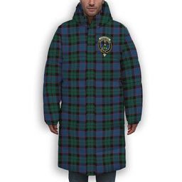 ScotsTee Shop Scottish Ferguson of Balquhidder Modern Crest Tartan Long Down Jacket Winter White Duck Down Plaid