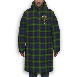 ScotsTee Shop Scottish Gordon of Esselmont Crest Tartan Long Down Jacket Winter White Duck Down Plaid