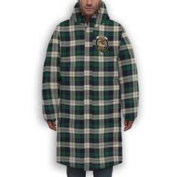 ScotsTee Shop Scottish Graham Dress Modern Crest Tartan Long Down Jacket Winter White Duck Down Plaid