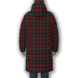 ScotsTee Shop Scottish Fraser of Altyre Modern Crest Tartan Long Down Jacket Winter White Duck Down Plaid